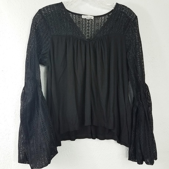 Charlotte Russe Tops - Charlotte Russe BoHo Bell Sleeve Crochet Blouse